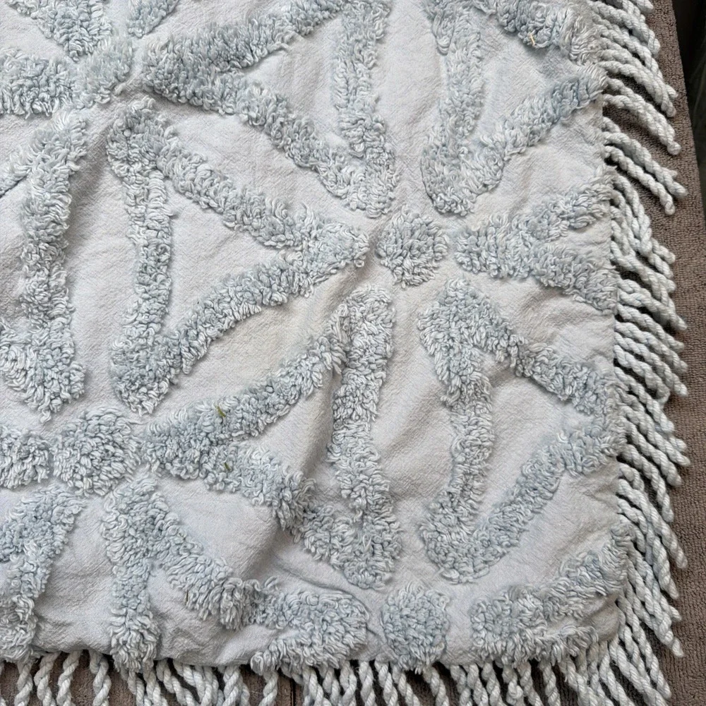 King Chenille‎ Pillow Shams Light Blue Fringe 20x36 Set of 2